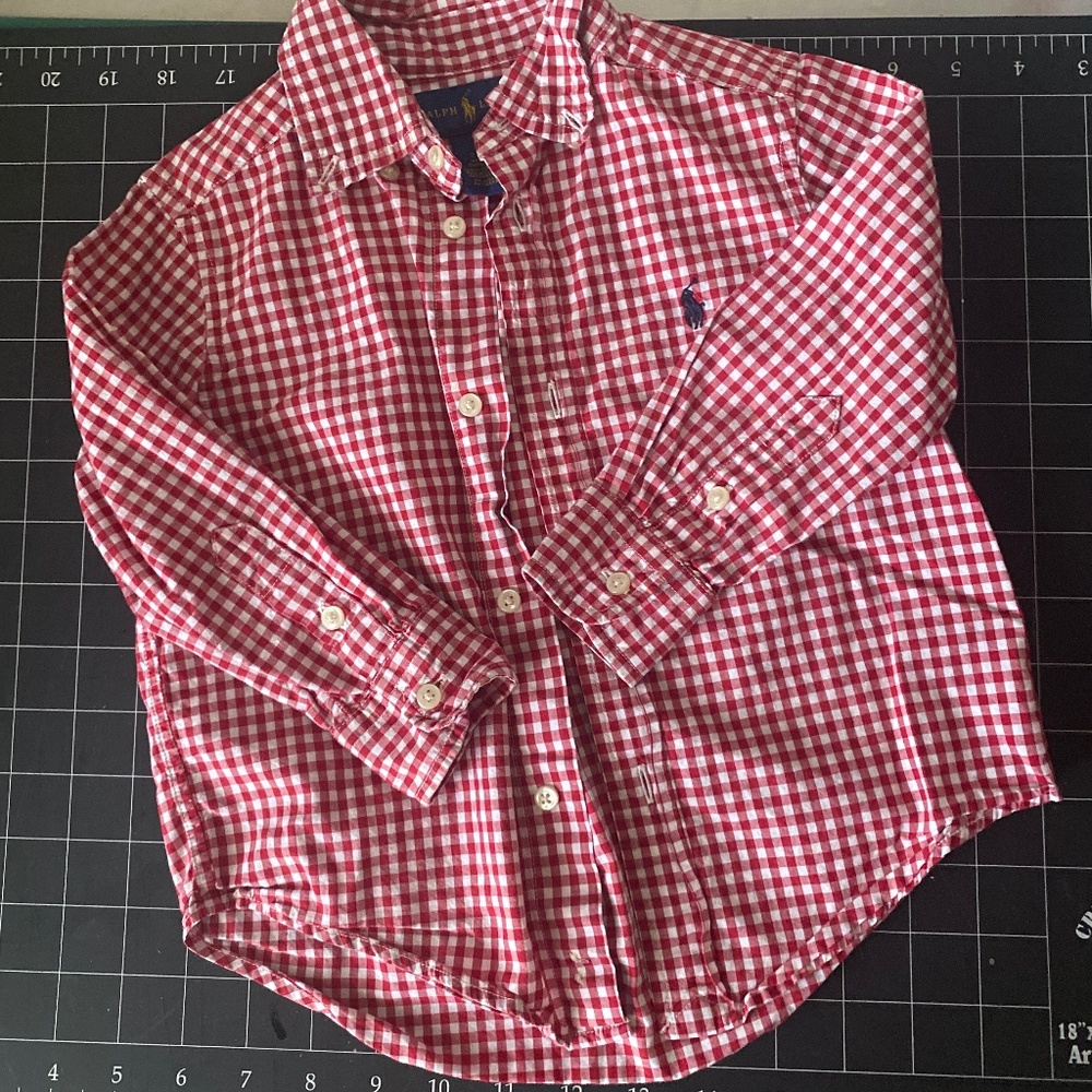 Ralph Lauren Red Boys button up shirt sz 2T